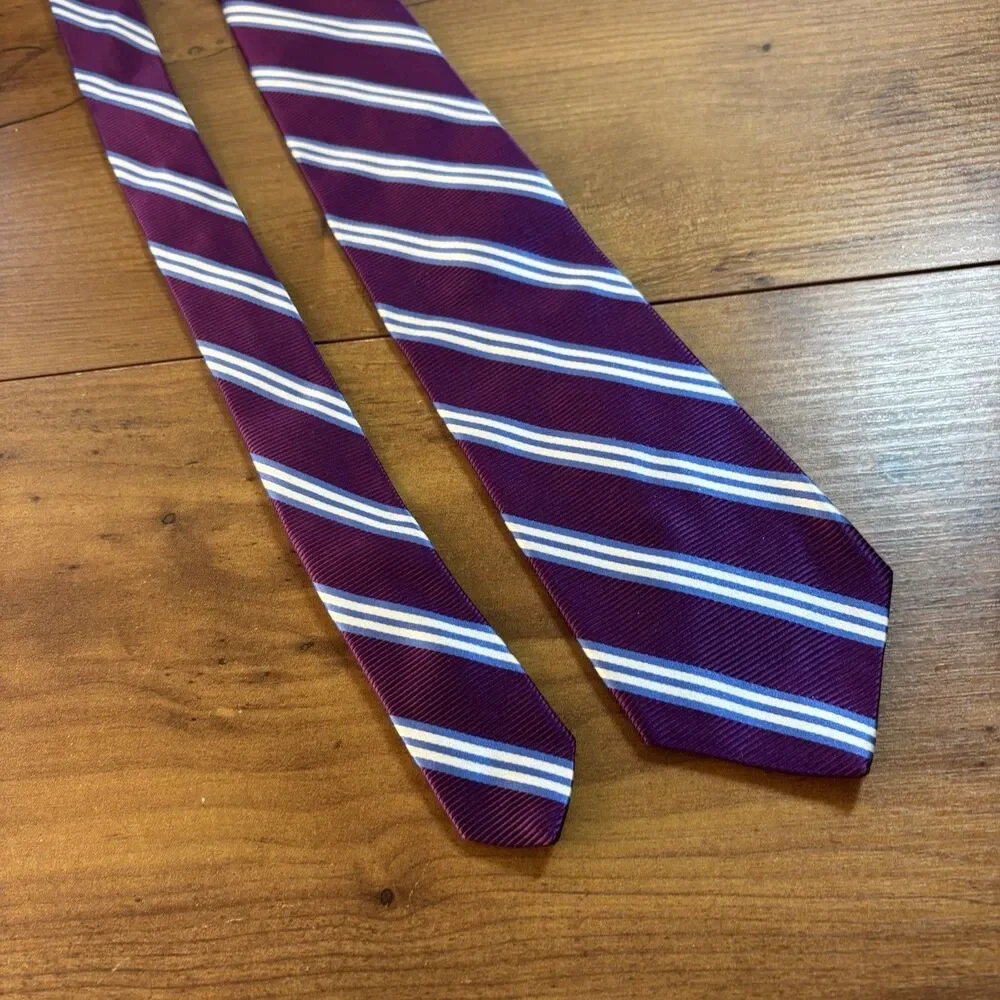 Brooks Brothers 346 Purple Blue Striped Preppy Silk Men's Tie